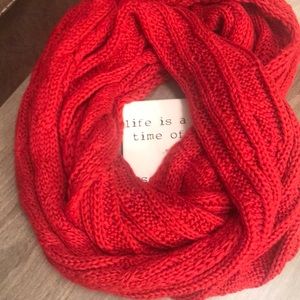 Warm red knit scarf
